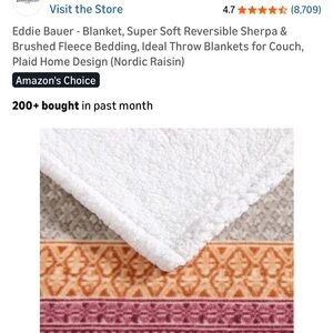 Eddie Bauer Multicolor Reversible Sherpa Blanket